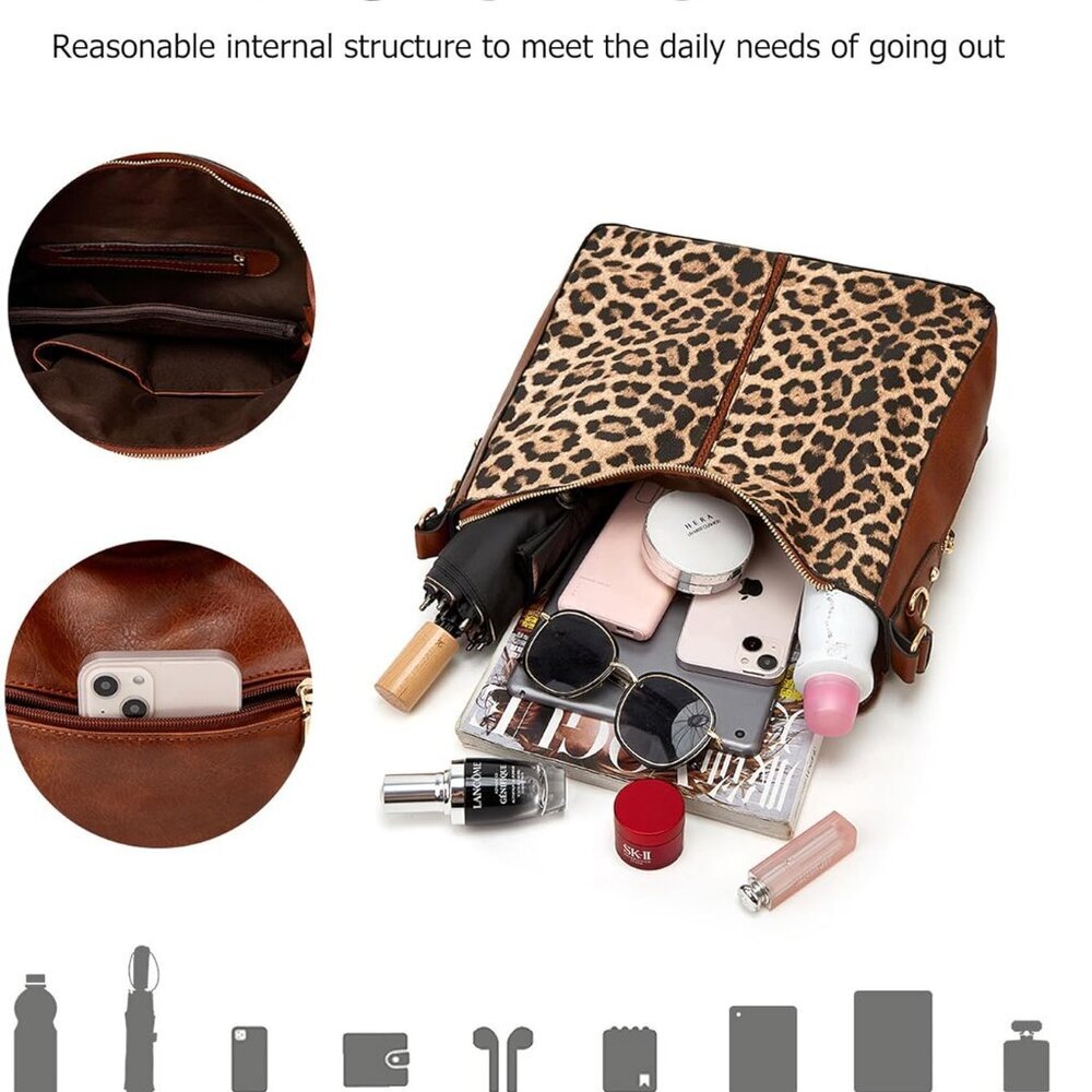 Fashion-Forward Cow Print Handbag Set: Tote, Crossbody & Wallet for Modern Women - Picture 5 of 6
